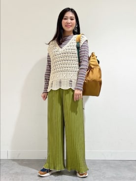 「Jocomomola（ホコモモラ）のアイテム（パンツ）」を使った、Jocomomolaさん（レディース・160cm）の冬コーディネート