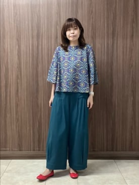 「Jocomomola（ホコモモラ）のアイテム（パンツ）」を使った、Jocomomolaさん（レディース・158cm）の夏コーディネート