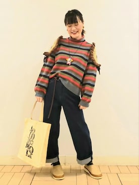 「Jocomomola（ホコモモラ）のアイテム（スリッポン）」を使った、Jocomomolaさん（レディース・158cm）の秋コーディネート