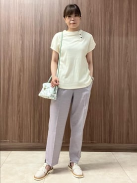 「Jocomomola（ホコモモラ）のアイテム（パンツ）」を使った、Jocomomolaさん（レディース・160cm）の夏コーディネート