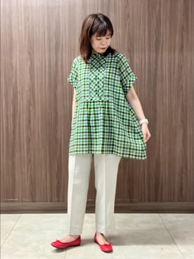 「Jocomomola（ホコモモラ）のアイテム（パンツ）」を使った、Jocomomolaさん（レディース・158cm）の夏コーディネート