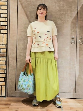 「Jocomomola（ホコモモラ）のアイテム（シューズ）」を使った、Jocomomolaさん（レディース・158cm）の夏コーディネート