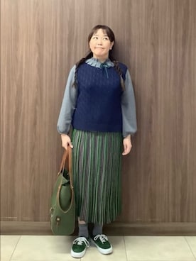 「Jocomomola（ホコモモラ）のアイテム（スカート）」を使った、Jocomomolaさん（レディース・153cm）の秋コーディネート
