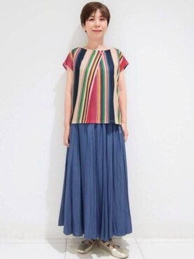 「Jocomomola（ホコモモラ）のアイテム（スカート）」を使った、Jocomomolaさん（レディース・153cm）の夏コーディネート