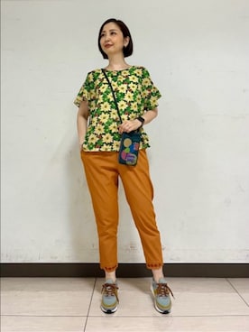 「Jocomomola（ホコモモラ）のアイテム（パンツ）」を使った、Jocomomolaさん（レディース・165cm）の夏コーディネート