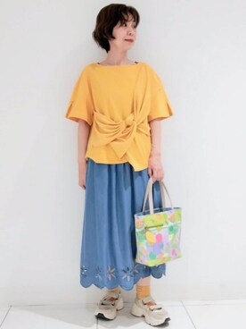 「Jocomomola（ホコモモラ）のアイテム（スカート）」を使った、Jocomomolaさん（レディース・160cm）の春コーディネート