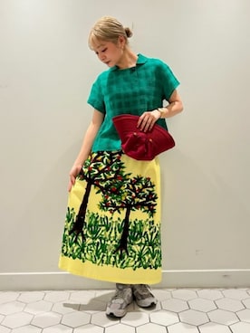 「Jocomomola（ホコモモラ）のアイテム（帽子）」を使った、Jocomomolaさん（レディース・160cm）の夏コーディネート