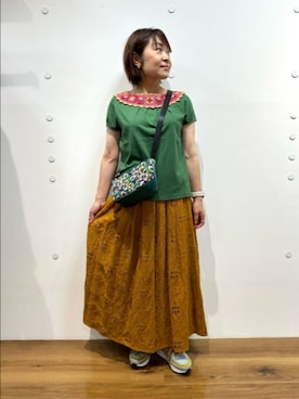 「Jocomomola（ホコモモラ）のアイテム（シューズ）」を使った、Jocomomolaさん（レディース・148cm）の夏コーディネート