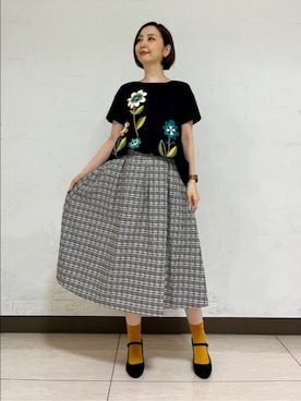 「Jocomomola（ホコモモラ）のアイテム（シューズ）」を使った、Jocomomolaさん（レディース・165cm）の夏コーディネート