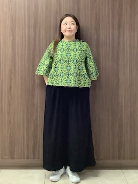 「Jocomomola（ホコモモラ）のアイテム（パンツ）」を使った、Jocomomolaさん（レディース・153cm）の夏コーディネート