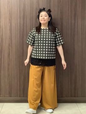 「Jocomomola（ホコモモラ）のアイテム（パンツ）」を使った、Jocomomolaさん（レディース・153cm）の夏コーディネート
