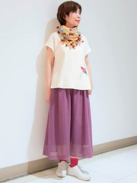 「Jocomomola（ホコモモラ）のアイテム（スカート）」を使った、Jocomomolaさん（レディース・153cm）の夏コーディネート