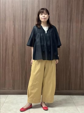 「Jocomomola（ホコモモラ）のアイテム（パンツ）」を使った、Jocomomolaさん（レディース・158cm）の夏コーディネート