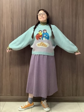 「Jocomomola（ホコモモラ）のアイテム（スカート）」を使った、Jocomomolaさん（レディース・153cm）の秋コーディネート