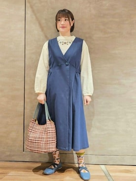 「Jocomomola（ホコモモラ）のアイテム（レッグウェア）」を使った、Jocomomolaさん（レディース・160cm）の春コーディネート