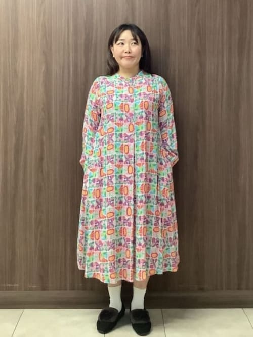 ホコモモラ（JOCOMOMOLA）/Morado ciruela プリントシャツワンピース セール】Morado ciruela プリントシャツワンピース（ワンピース