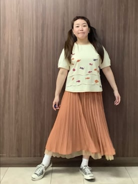「Jocomomola（ホコモモラ）のアイテム（スカート）」を使った、Jocomomolaさん（レディース・153cm）の夏コーディネート