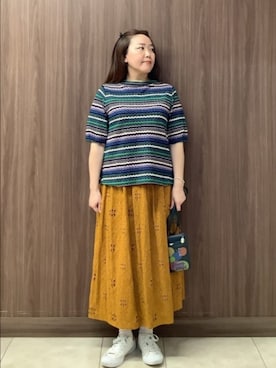 「Jocomomola（ホコモモラ）のアイテム（スカート）」を使った、Jocomomolaさん（レディース・153cm）の夏コーディネート