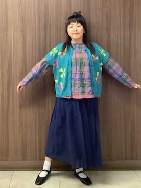 「Jocomomola（ホコモモラ）のアイテム」を使った、Jocomomolaさん（レディース・153cm）の夏コーディネート