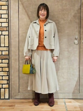「Jocomomola（ホコモモラ）のアイテム（その他アウター）」を使った、Jocomomolaさん（レディース・158cm）の秋コーディネート