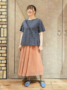 「Jocomomola（ホコモモラ）のアイテム（スカート）」を使った、Jocomomolaさん（レディース・158cm）の夏コーディネート