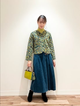 「Jocomomola（ホコモモラ）のアイテム（ノーカラージャケット）」を使った、Jocomomolaさん（レディース・166cm）の秋コーディネート