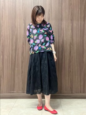 「Jocomomola（ホコモモラ）のアイテム（スカート）」を使った、Jocomomolaさん（レディース・158cm）の夏コーディネート