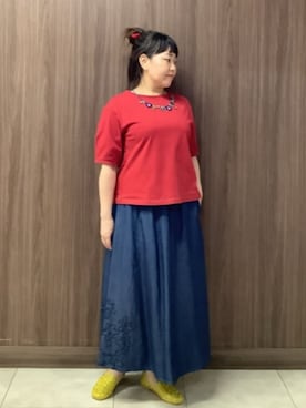 「Jocomomola（ホコモモラ）のアイテム」を使った、Jocomomolaさん（レディース・153cm）の夏コーディネート