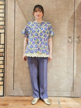 「Jocomomola（ホコモモラ）のアイテム（パンツ）」を使った、Jocomomolaさん（レディース・158cm）の夏コーディネート