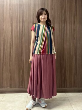 「Jocomomola（ホコモモラ）のアイテム（スカート）」を使った、Jocomomolaさん（レディース・158cm）の秋コーディネート