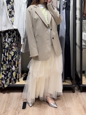 「テチチ(Te chichi)」｜「アイテム（ノーカラージャケット）」を使った、チナツさん（レディース・152cm）の春コーディネート