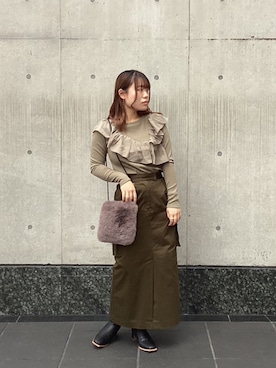 「テチチ(Te chichi)」｜「アイテム（アクセサリー）」を使った、チナツさん（レディース・152cm）の秋コーディネート