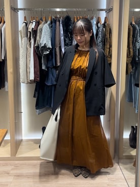 「Te chichi（テチチ）のアイテム（ノーカラージャケット）」を使った、チナツさん（レディース・152cm）の秋コーディネート