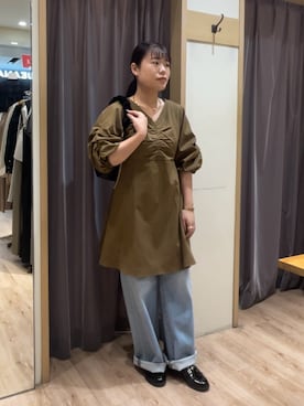 「Te chichi（テチチ）のアイテム（チュニック）」を使った、チナツさん（レディース・152cm）の秋コーディネート
