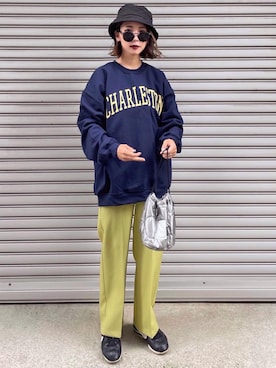 「Re:EDIT（リエディ）のアイテム（帽子）」を使った、𝓅𝑜𝒸𝑜さん（レディース・156cm）の秋コーディネート