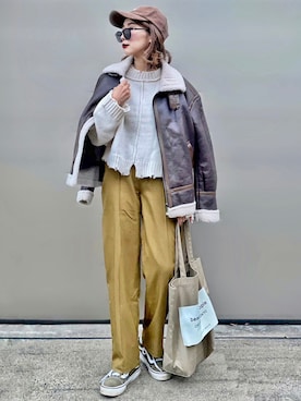 「fd style（エフディ スタイル）のアイテム（帽子）」を使った、𝓅𝑜𝒸𝑜さん（レディース・156cm）の秋コーディネート