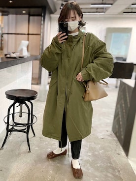 「WEGO（ウィゴー）のアイテム（モッズコート）」を使った、𝓅𝑜𝒸𝑜さん（レディース・156cm）の冬コーディネート