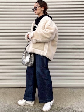 「KBF（ケイビーエフ）のアイテム（その他アウター）」を使った、𝓅𝑜𝒸𝑜さん（レディース・156cm）の秋コーディネート