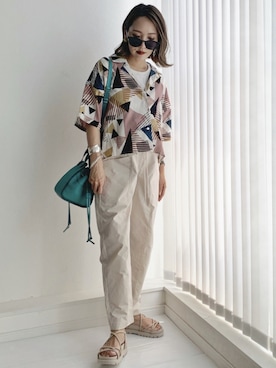「OMNES Another Edition（オムネス アナザーエディション）のアイテム」を使った、𝓅𝑜𝒸𝑜さん（レディース・156cm）の夏コーディネート