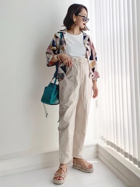 「OMNES Another Edition（オムネス アナザーエディション）のアイテム」を使った、𝓅𝑜𝒸𝑜さん（レディース・156cm）の夏コーディネート