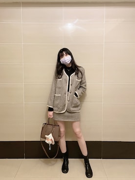 「通勤穿搭」｜「アイテム（アクセサリー）」を使った、軍♡さん（レディース・170cm）の冬コーディネート