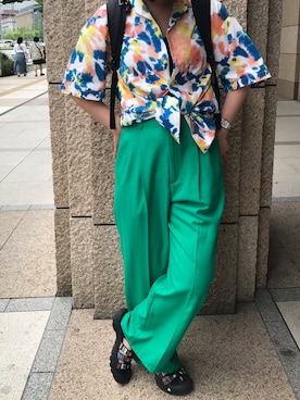 「CHUMS（チャムス）のアイテム（トップス）」を使った、HIROKO☻さん（レディース・161cm）の夏コーディネート