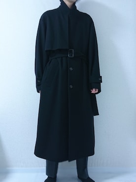 「stein（シュタイン）のアイテム（チェスターコート）」を使った、もにょさん（メンズ・172cm）の冬コーディネート