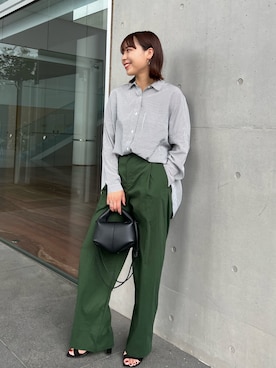 「カーキ」｜こすぱっしょんゆりえさん（レディース・165cm）の秋コーディネート