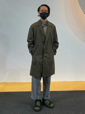 「no brand（ノーブランド）のアイテム（ピーコート）」を使った、W3110 さん（メンズ・170cm）の冬コーディネート