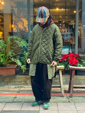 「no brand（ノーブランド）のアイテム（ノーカラージャケット）」を使った、W3110 さん（メンズ・170cm）の冬コーディネート