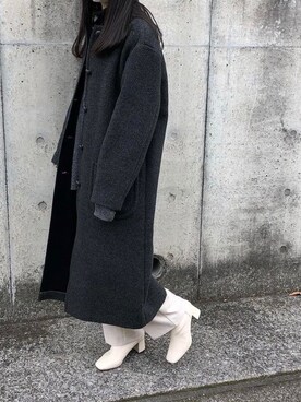 「GRL（グレイル）のアイテム（スラックス、ホワイト系）」を使った、shizukaさん（レディース・162cm）の冬コーディネート