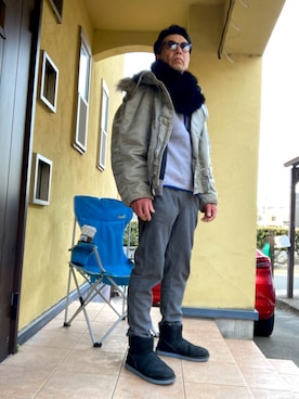 「UGG（アグ）のアイテム」を使った、おばかさん（メンズ・177cm）の冬コーディネート