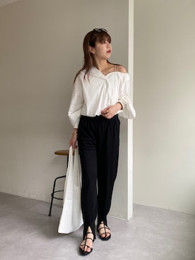 「スリットパンツ」｜「アイテム（その他）」を使った、ｙｕｚｕｋｉさん（レディース・163cm）の春コーディネート