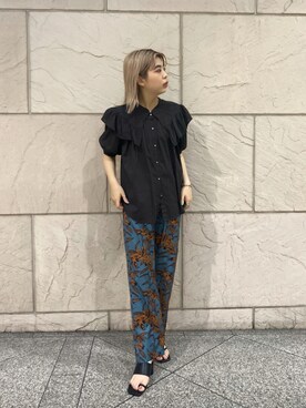 「フラワープリント」｜「アイテム（その他）」を使った、ｙｕｚｕｋｉさん（レディース・163cm）の夏コーディネート